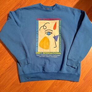 Obey Blue Graphic Crewneck Sweater